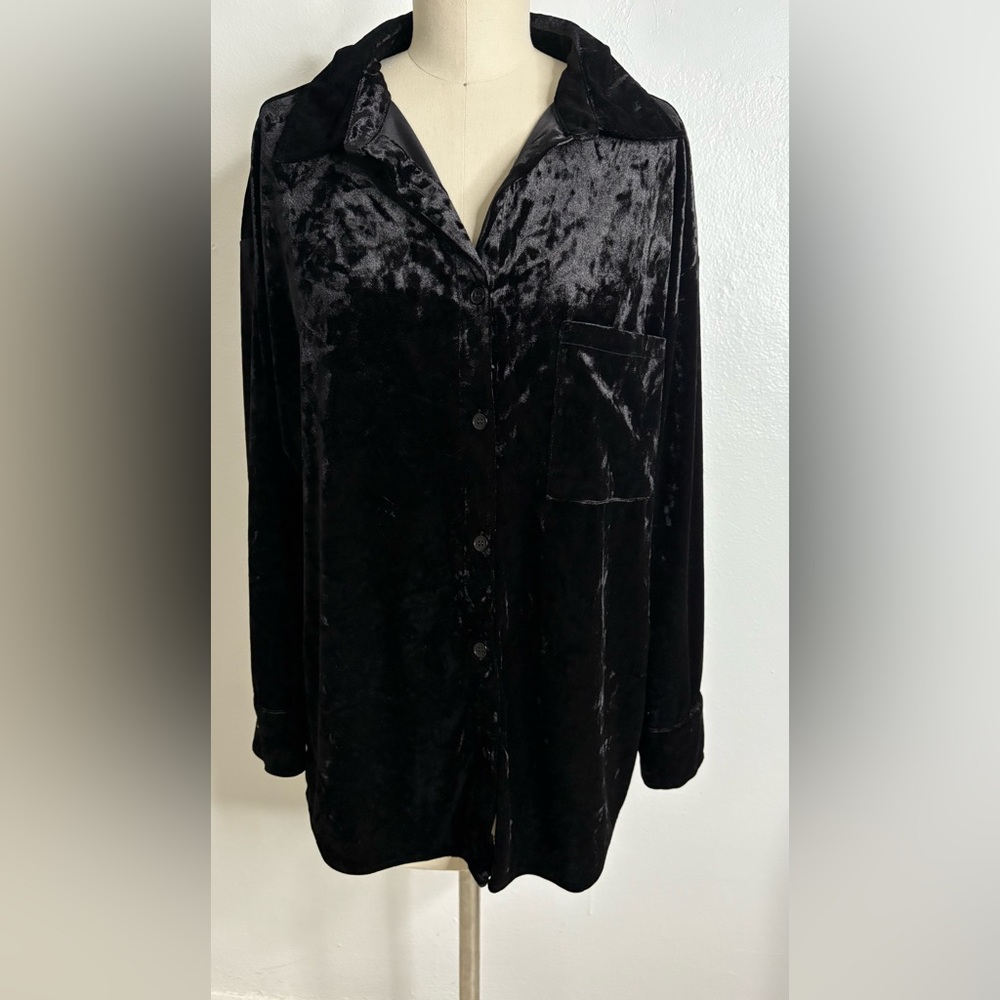 Black Velvet Button Up